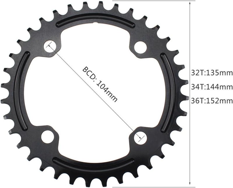 FOMTOR 104 BCD Chainring (30-52T) 7-12 Speed Compatible CNC 7075 Aluminum Narrow Wide Tooth Round Oval Chainrings for MTB/Road Bike Ebike Chainwheel Black/Red - Image 2